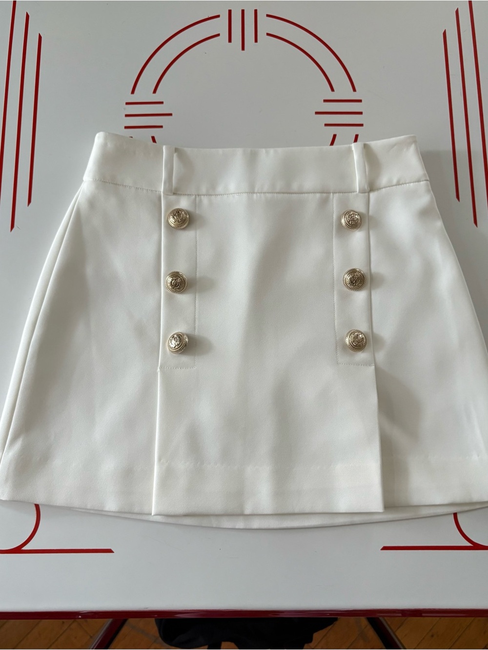 Generation Love Imogen White A-line Mini Skirt with Gold Buttons - Picture 4 of 7